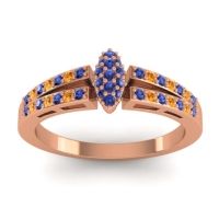 Blue Sapphire Fashion Ring In 14K Rose Gold With Citrine – Tari Statement Ring