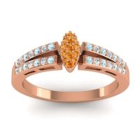 Citrine Fashion Ring In 14K Rose Gold With Aquamarine And Lab Diamond – Tari Statement Ring