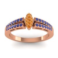 Citrine Fashion Ring In 14K Rose Gold With Blue Sapphire – Tari Statement Ring