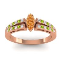 Citrine Fashion Ring In 14K Rose Gold With Lab Diamond And Peridot – Tari Statement Ring