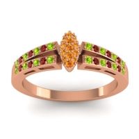 Citrine Fashion Ring In 14K Rose Gold With Peridot And Garnet – Tari Statement Ring