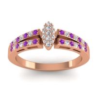 Lab Diamond Fashion Ring In 14K Rose Gold With Amethyst And Diamond – Tari Statement Ring