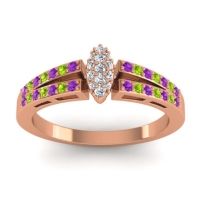 Diamond Fashion Ring In 14K Rose Gold With Amethyst And Peridot – Tari Statement Ring