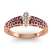 Lab Diamond Fashion Ring In 14K Rose Gold With Blue Sapphire And Ruby – Tari Statement Ring
