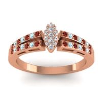 Diamond Fashion Ring In 14K Rose Gold With Garnet And Aquamarine – Tari Statement Ring
