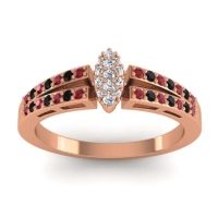 Diamond Fashion Ring In 14K Rose Gold With Ruby And Black Onyx – Tari Statement Ring
