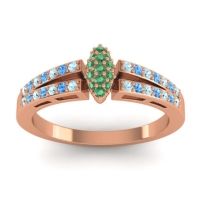 Emerald Fashion Ring In 14K Rose Gold With Aquamarine And Swiss Blue Topaz – Tari Statement Ring