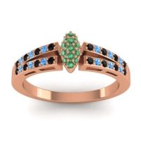 Emerald Fashion Ring In 14K Rose Gold With Black Onyx And Swiss Blue Topaz – Tari Statement Ring