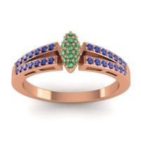 Emerald Fashion Ring In 14K Rose Gold With Blue Sapphire – Tari Statement Ring