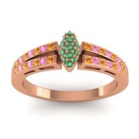 Emerald Fashion Ring In 14K Rose Gold With Citrine And Pink Tourmaline – Tari Statement Ring