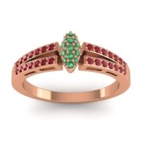 Emerald Fashion Ring In 14K Rose Gold With Ruby – Tari Statement Ring