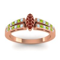Garnet Fashion Ring In 14K Rose Gold With Aquamarine And Peridot – Tari Statement Ring