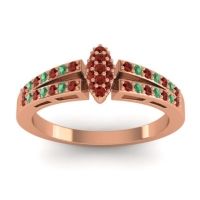 Garnet Fashion Ring In 14K Rose Gold With Emerald – Tari Statement Ring