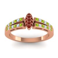 Garnet Fashion Ring In 14K Rose Gold With Peridot And Aquamarine – Tari Statement Ring