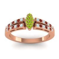 Peridot Fashion Ring In 14K Rose Gold With Aquamarine And Garnet – Tari Statement Ring