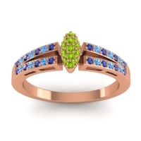 Peridot Fashion Ring In 14K Rose Gold With Blue Sapphire And Swiss Blue Topaz – Tari Statement Ring