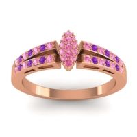 Pink Tourmaline Fashion Ring In 14K Rose Gold With Amethyst – Tari Statement Ring