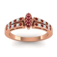 Ruby Fashion Ring In 14K Rose Gold With Garnet And Aquamarine – Tari Statement Ring