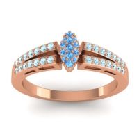 Swiss Blue Topaz Fashion Ring In 14K Rose Gold With Aquamarine – Tari Statement Ring