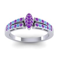 Amethyst Fashion Ring In 14k White Gold With Swiss Blue Topaz – Tari Statement Ring