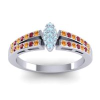 Aquamarine Fashion Ring In 14k White Gold With Citrine And Ruby – Tari Statement Ring
