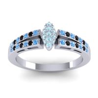 Aquamarine Fashion Ring In 14k White Gold With Swiss Blue Topaz And Black Onyx – Tari Statement Ring