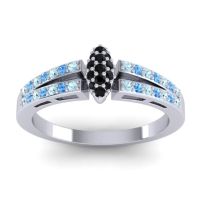 Black Onyx Fashion Ring In 14k White Gold With Aquamarine And Swiss Blue Topaz – Tari Statement Ring