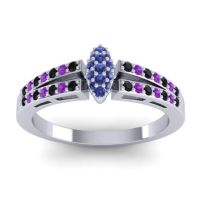 Blue Sapphire Fashion Ring In 14k White Gold With Black Onyx And Amethyst – Tari Statement Ring