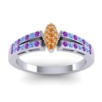 Citrine Fashion Ring In 14k White Gold With Amethyst And Swiss Blue Topaz – Tari Statement Ring