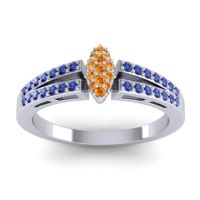 Citrine Fashion Ring In 14k White Gold With Blue Sapphire – Tari Statement Ring