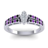 Lab Diamond Fashion Ring In 14k White Gold With Black Onyx And Amethyst – Tari Statement Ring