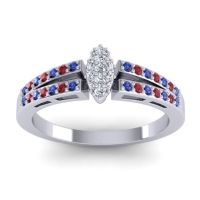 Lab Diamond Fashion Ring In 14k White Gold With Blue Sapphire And Ruby – Tari Statement Ring