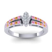 Lab Diamond Fashion Ring In 14k White Gold With Pink Tourmaline And Citrine – Tari Statement Ring