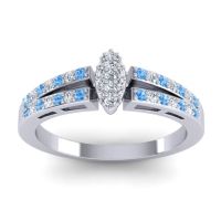 Lab Diamond Fashion Ring In 14k White Gold With Swiss Blue Topaz And Diamond – Tari Statement Ring