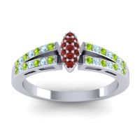 Garnet Fashion Ring In 14k White Gold With Peridot And Aquamarine – Tari Statement Ring