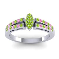 Peridot Fashion Ring In 14k White Gold With Pink Tourmaline – Tari Statement Ring