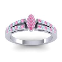 Pink Tourmaline Fashion Ring In 14k White Gold With Aquamarine – Tari Statement Ring