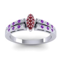 Ruby Fashion Ring In 14k White Gold With Lab Diamond And Amethyst – Tari Statement Ring