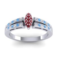Ruby Fashion Ring In 14k White Gold With Lab Diamond And Swiss Blue Topaz – Tari Statement Ring
