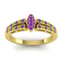 Amethyst Fashion Ring In 14k Yellow Gold With Peridot – Tari Statement Ring