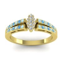 Diamond Fashion Ring In 14k Yellow Gold With Aquamarine And Swiss Blue Topaz – Tari Statement Ring