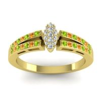 Lab Diamond Fashion Ring In 14k Yellow Gold With Peridot And Citrine – Tari Statement Ring