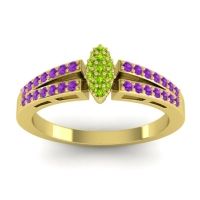 Peridot Fashion Ring In 14k Yellow Gold With Amethyst – Tari Statement Ring