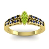 Peridot Fashion Ring In 14k Yellow Gold With Black Onyx And Blue Sapphire – Tari Statement Ring