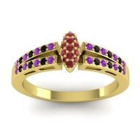Ruby Fashion Ring In 14k Yellow Gold With Amethyst And Black Onyx – Tari Statement Ring