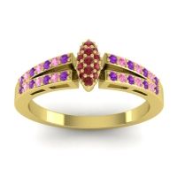 Ruby Fashion Ring In 14k Yellow Gold With Amethyst And Pink Tourmaline – Tari Statement Ring