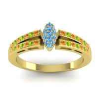 Swiss Blue Topaz Fashion Ring In 14k Yellow Gold With Citrine And Peridot – Tari Statement Ring