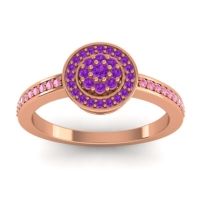Amethyst Fashion Ring In 14K Rose Gold With Pink Tourmaline – Varasana Statement Ring