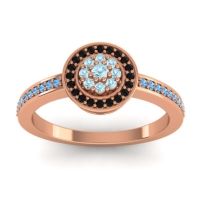 Aquamarine Fashion Ring In 14K Rose Gold With Black Onyx And Swiss Blue Topaz – Varasana Statement Ring
