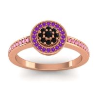 Black Onyx Fashion Ring In 14K Rose Gold With Amethyst And Pink Tourmaline – Varasana Statement Ring
